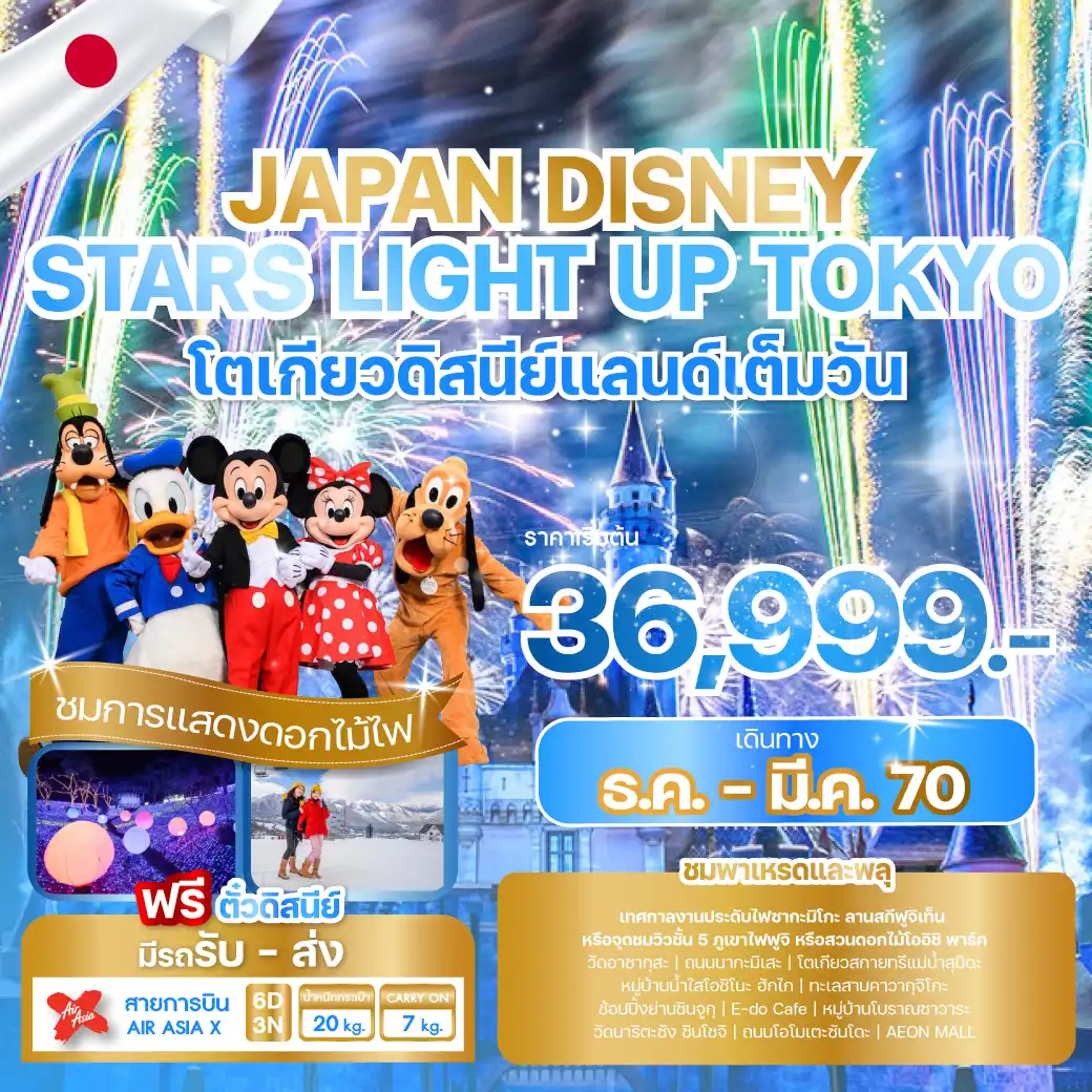 ทัวร์ญี่ปุ่น JAPAN DISNEY STARS LIGHT UP TOKYO  6วัน 3คืน (XJ)